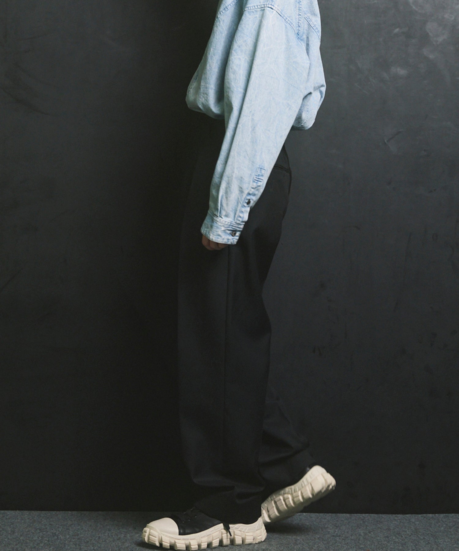 4 색 샹 브레이 세탁 가능한 양모 원은 직선 바지