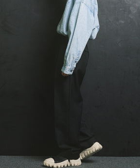 4 색 샹 브레이 세탁 가능한 양모 원은 직선 바지