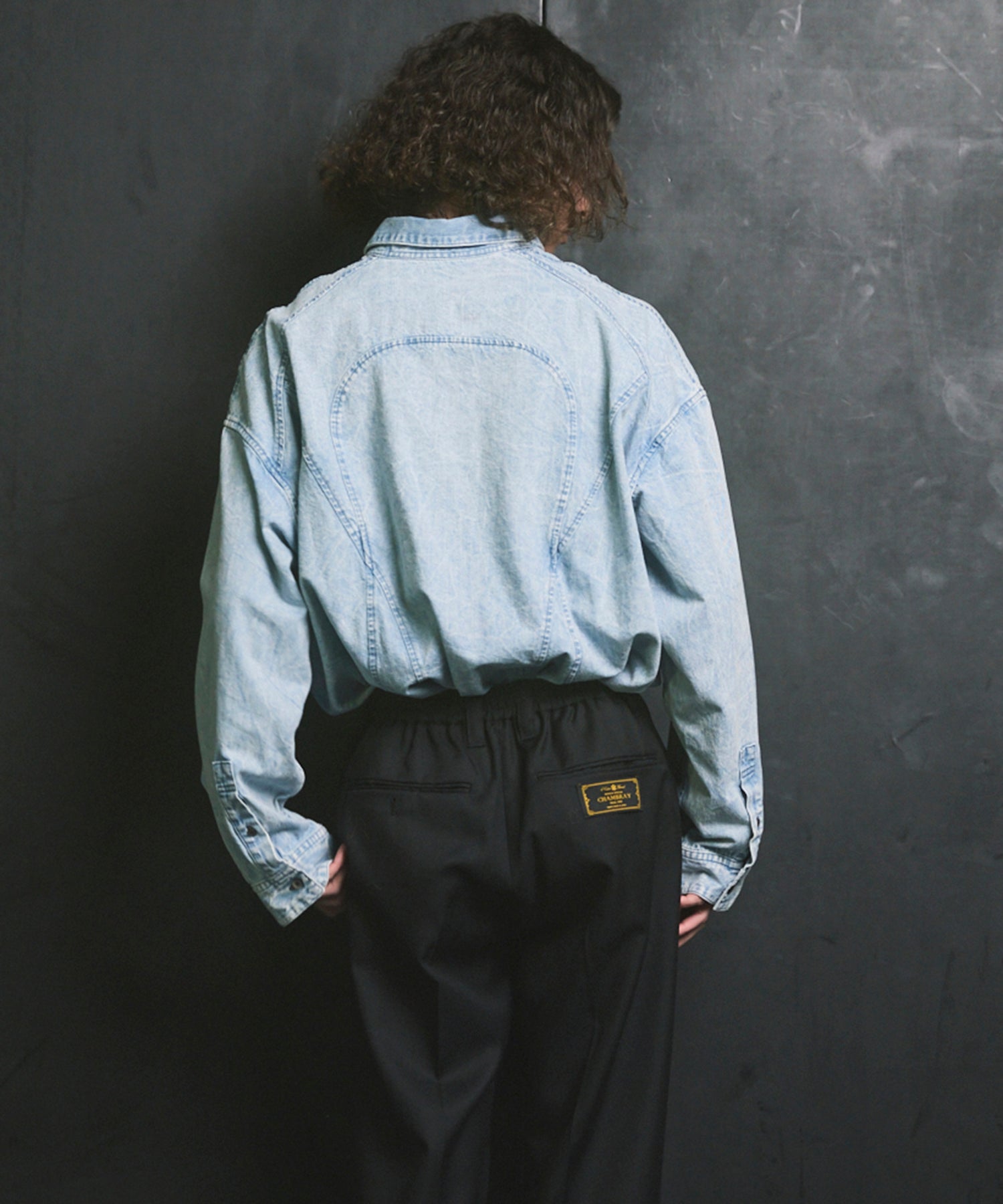Denim Curved Switching Shirt Blouson