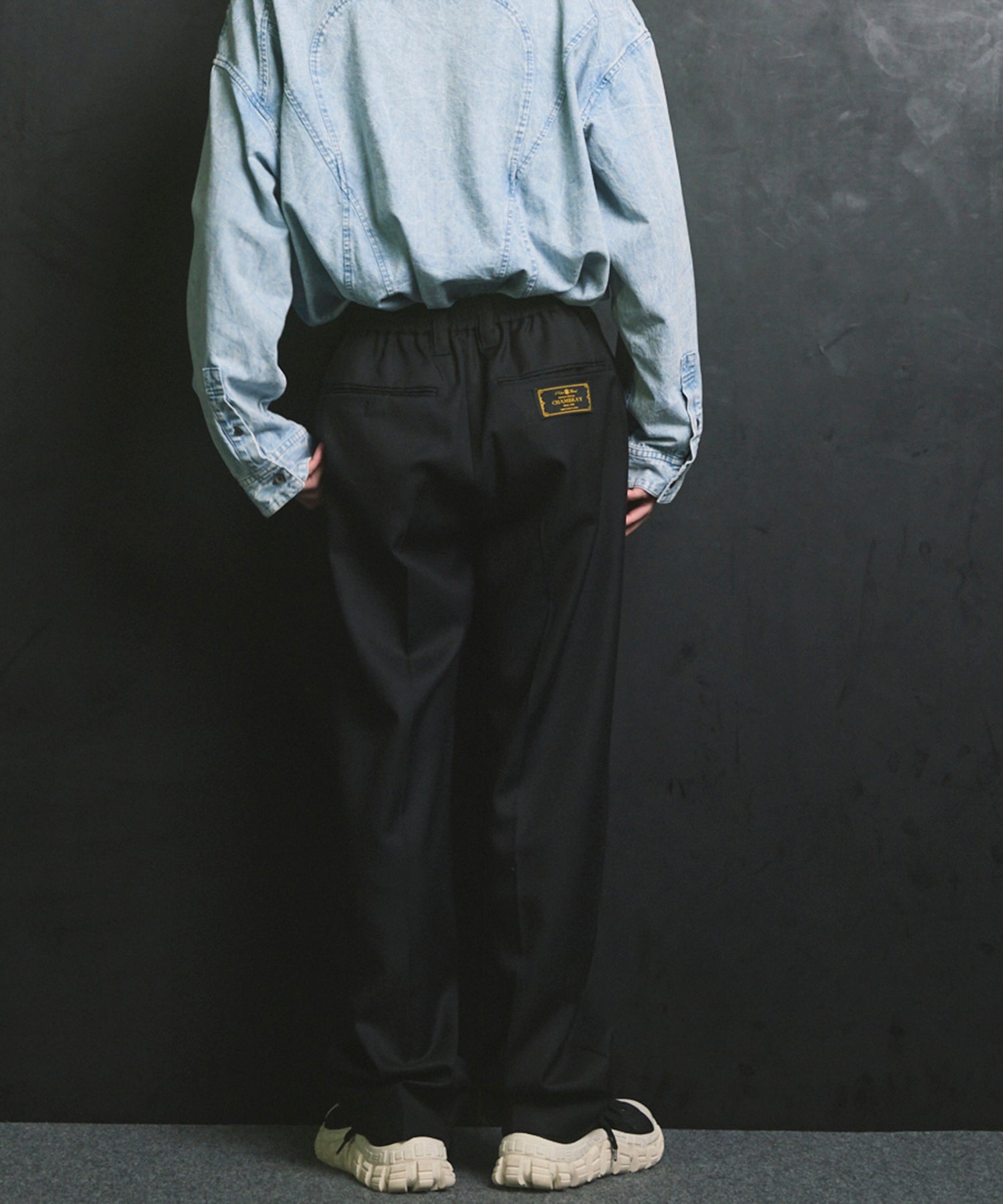 4 색 샹 브레이 세탁 가능한 양모 원은 직선 바지