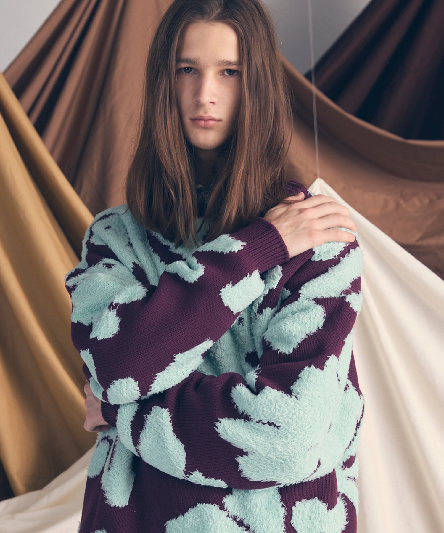 [25AW PRE-ORDER] Botanical Jacquard Prime-Over Crew Neck Knit Pullover