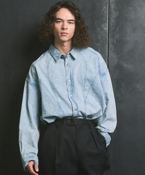 Denim Curved Switching Shirt Blouson