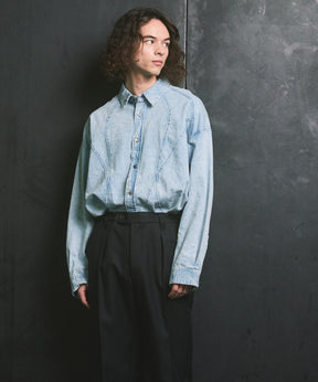 Denim Curved Switching Shirt Blouson