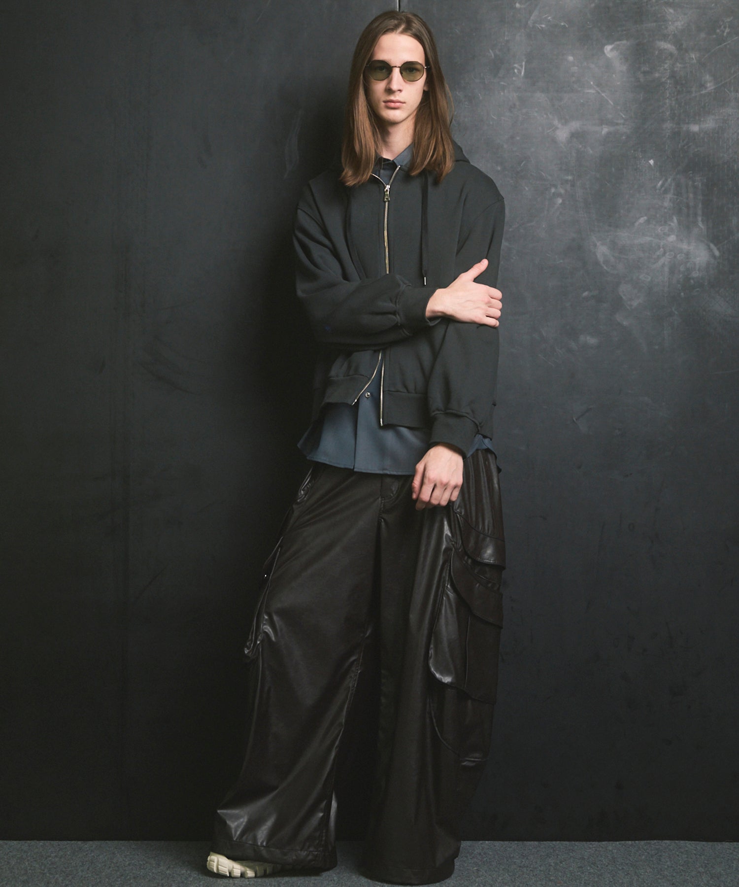 4 색 샹 브레이 씻을 수있는 양모 프라임-오버 일반 칼라 셔츠