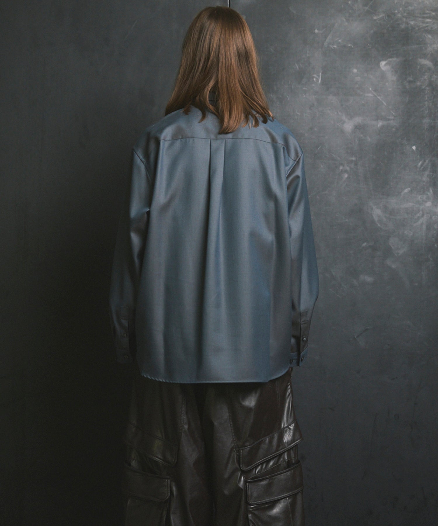 4 색 샹 브레이 씻을 수있는 양모 프라임-오버 일반 칼라 셔츠