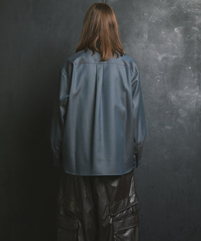 4 색 샹 브레이 씻을 수있는 양모 프라임-오버 일반 칼라 셔츠