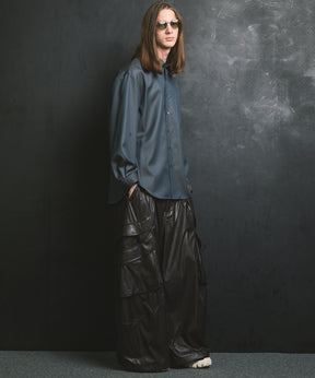 4 색 샹 브레이 씻을 수있는 양모 프라임-오버 일반 칼라 셔츠