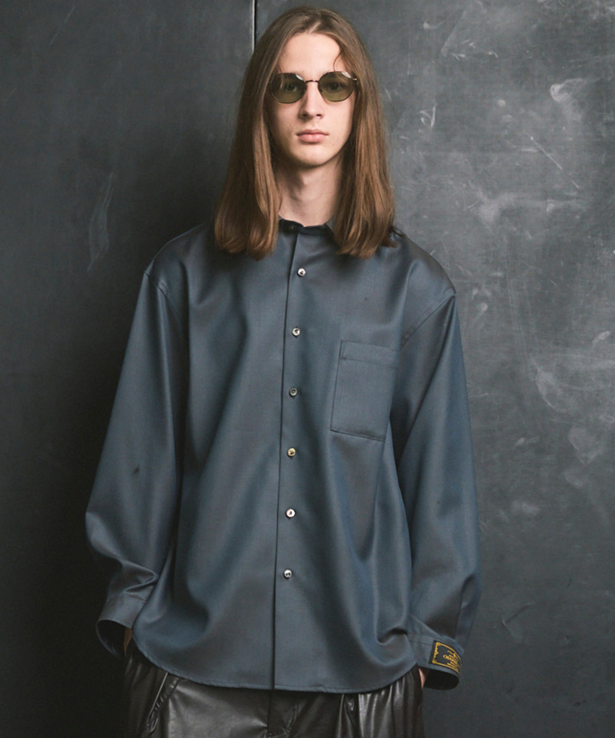 4 Colors Chambray Washable Wool Prime-Over Regular Collar Shirt