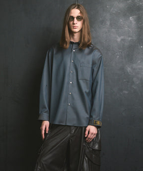 4 색 샹 브레이 씻을 수있는 양모 프라임-오버 일반 칼라 셔츠