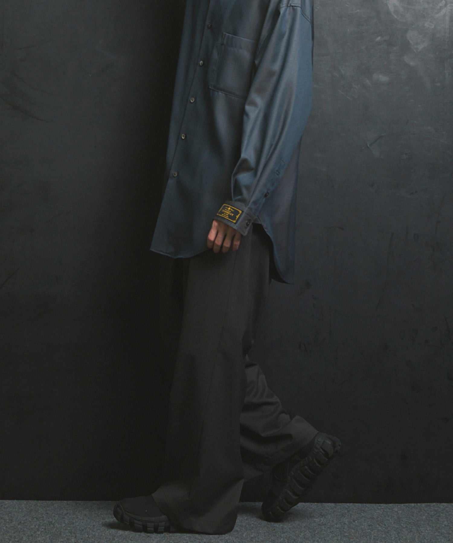 울 믹스 부드러운 연속 견인짜리 넓은 바지