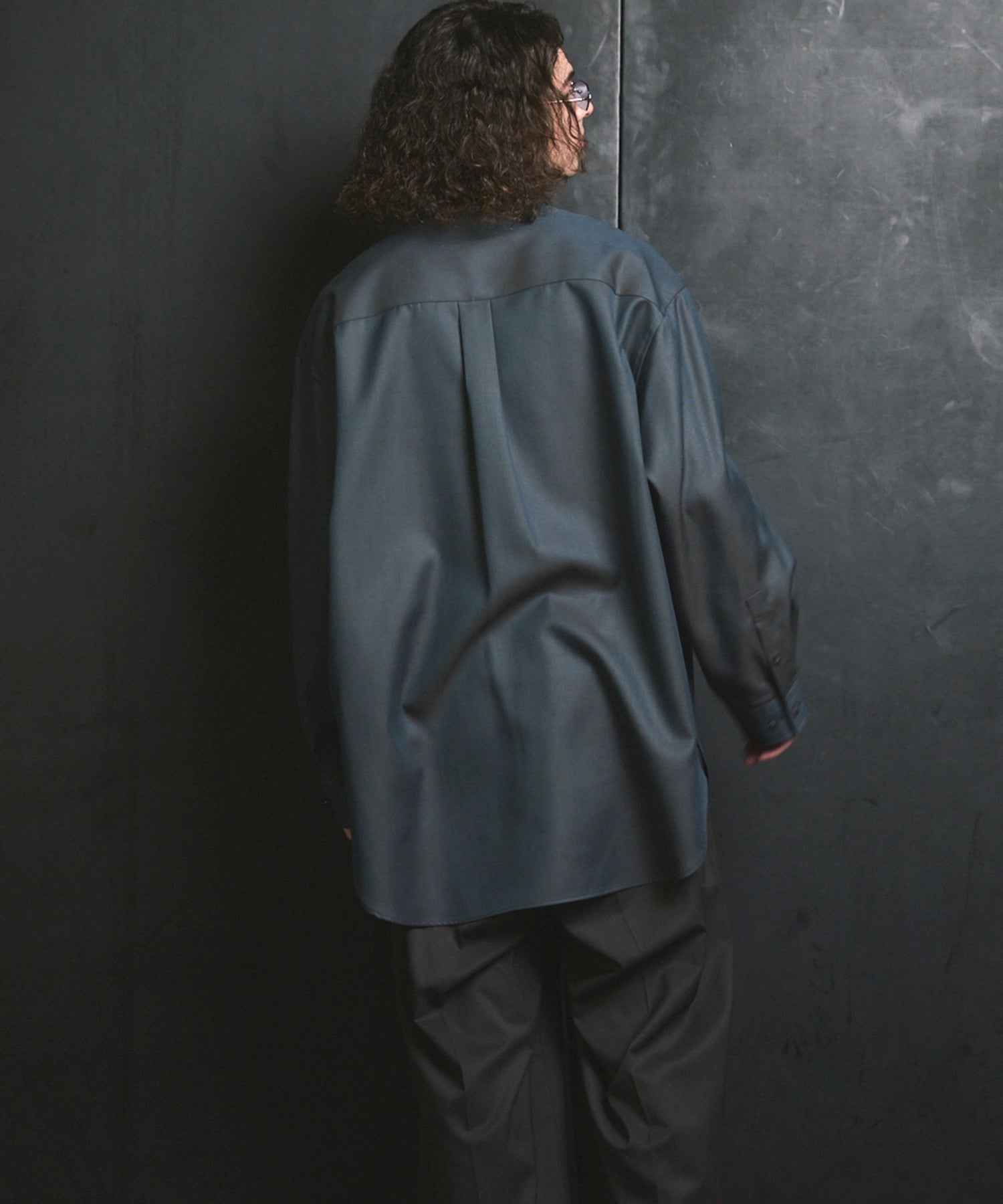 4 Colors Chambray Washable Wool Prime-Over Regular Collar Shirt Coat