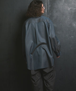 4 Colors Chambray Washable Wool Prime-Over Regular Collar Shirt Coat