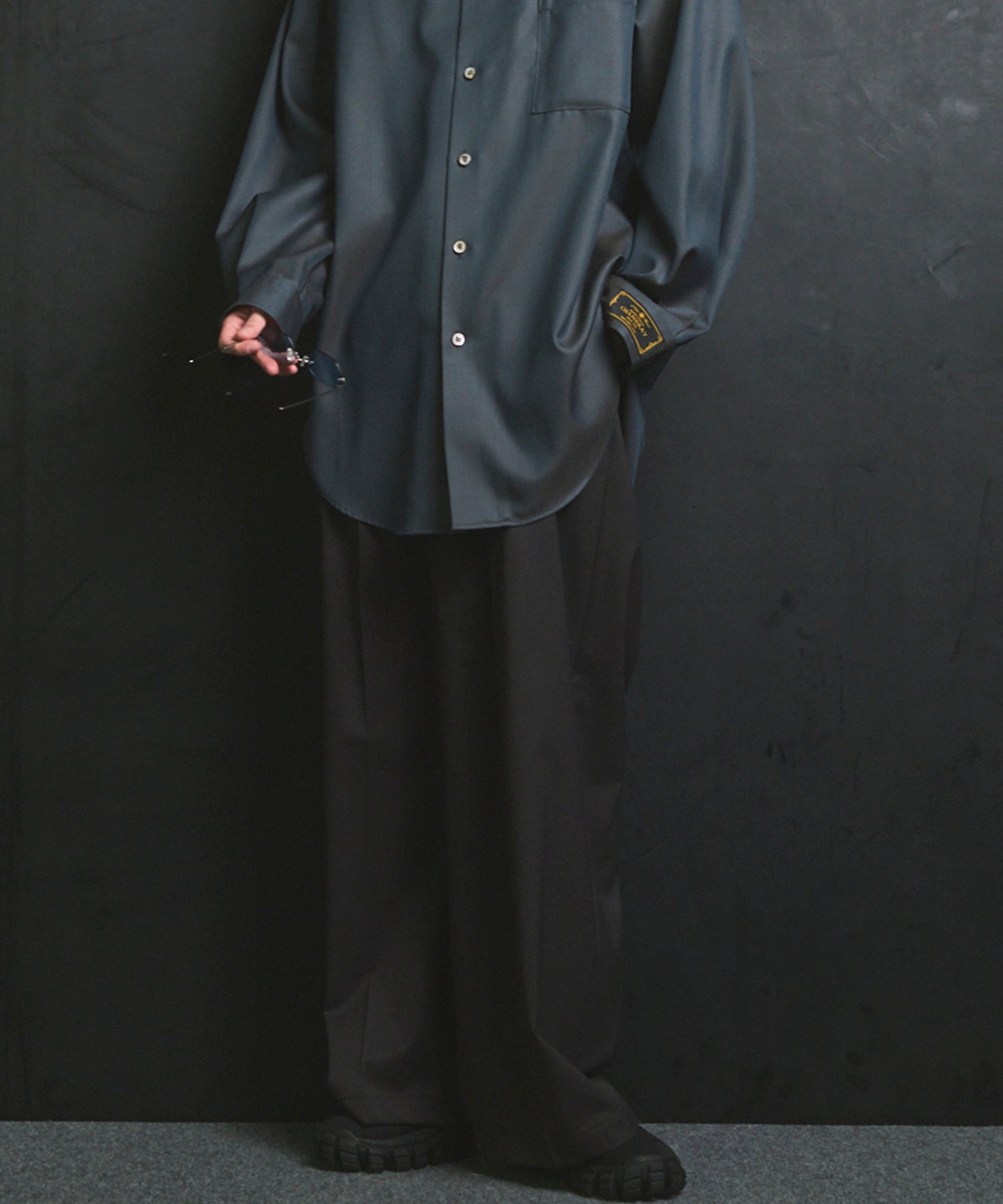 울 믹스 부드러운 연속 견인짜리 넓은 바지