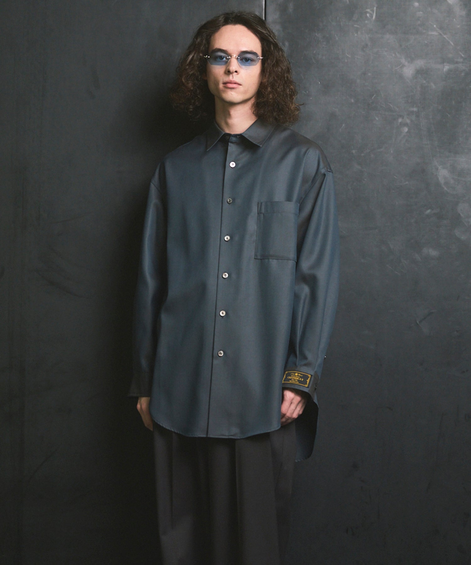 4 Colors Chambray Washable Wool Prime-Over Regular Collar Shirt Coat