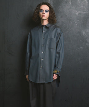 4 Colors Chambray Washable Wool Prime-Over Regular Collar Shirt Coat