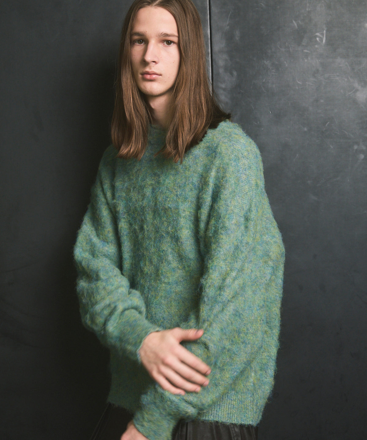 Prime-Over Crew Neck Shaggy Knit Pullover