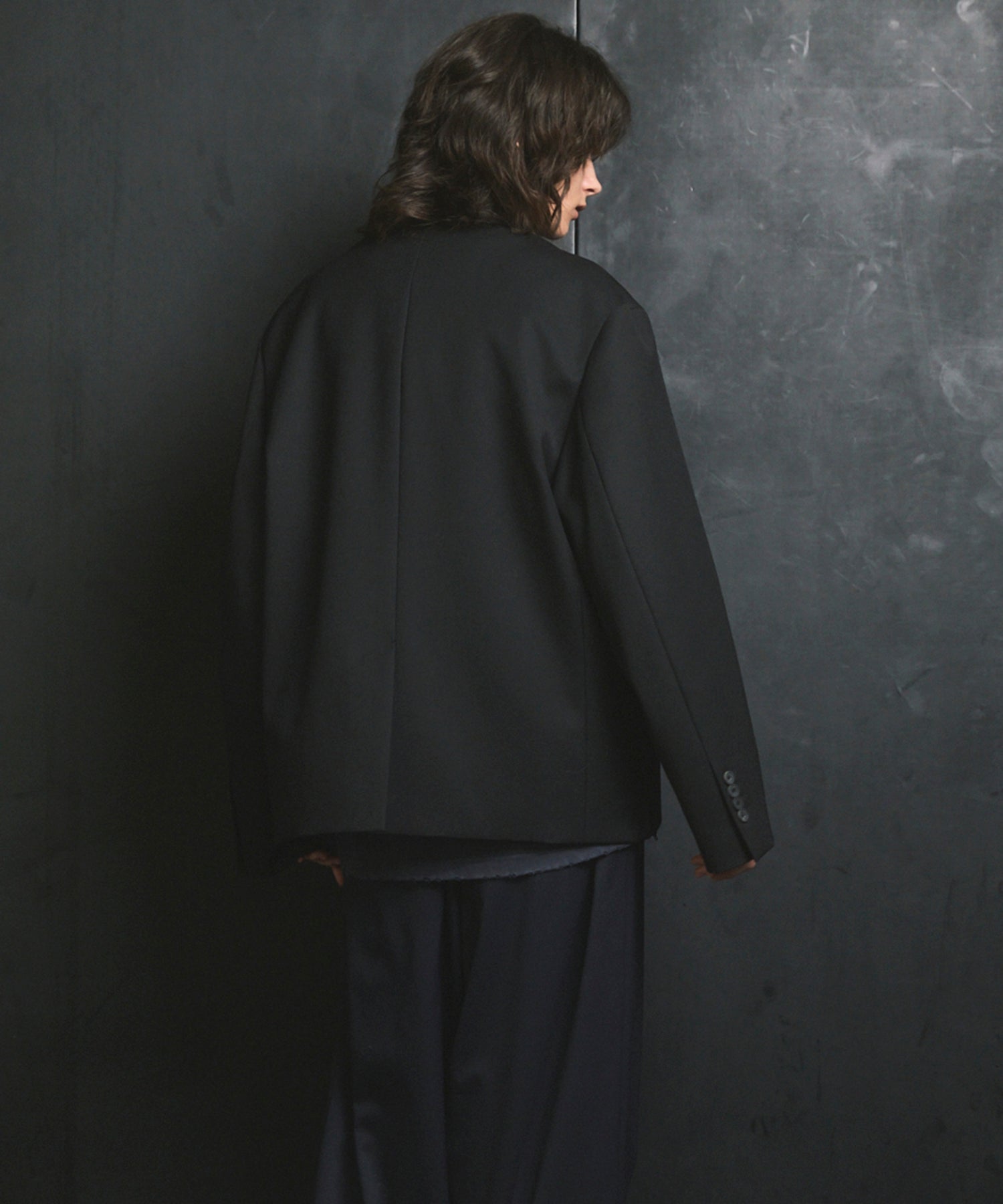 4种颜色Chambray可洗的羊毛峰峰翻领双胸夹克