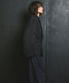 4种颜色Chambray可洗的羊毛峰峰翻领双胸夹克