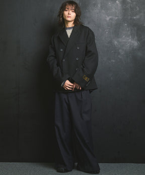 羊毛混合光滑的宽宽松裤子