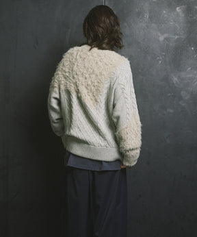 [25AW PRE-ORDER] Cable Shaggy Mix Prime-Over Crew Neck Knit Pullover