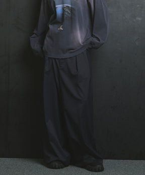 羊毛混合光滑的宽宽松裤子