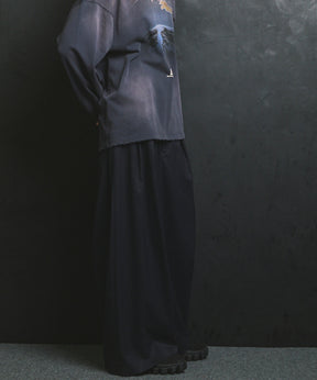 羊毛混合光滑的宽宽松裤子