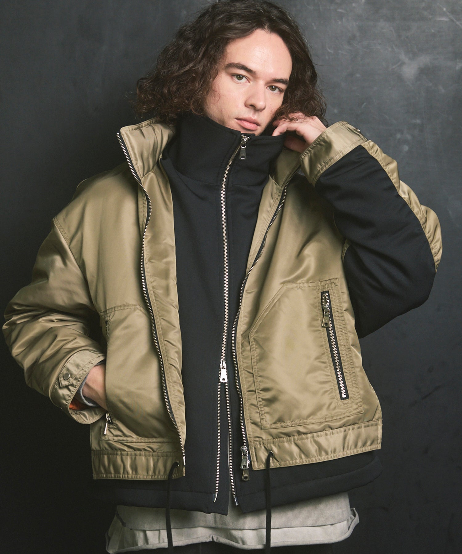 Different Material Docking Prime-Over Military Blouson