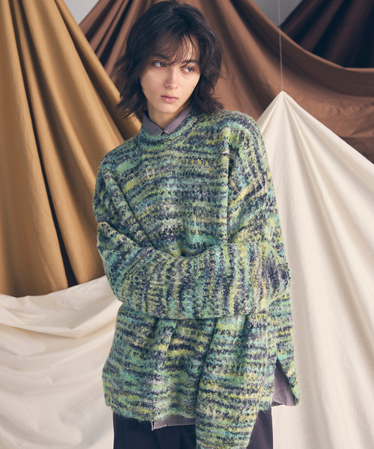 Italian Imported Yarn Prime-Over Crew Neck Pullover Knit