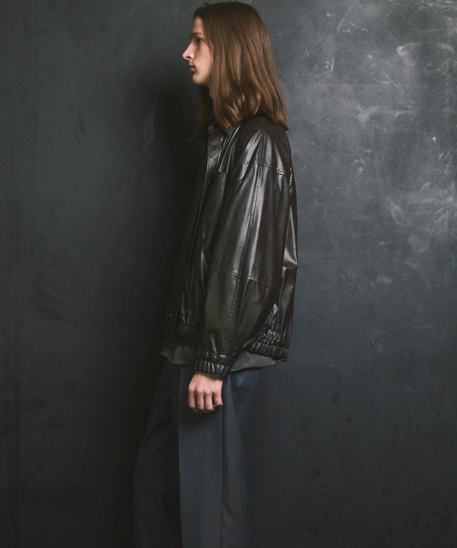 Curve Switching A Light Eco Leather Shirt