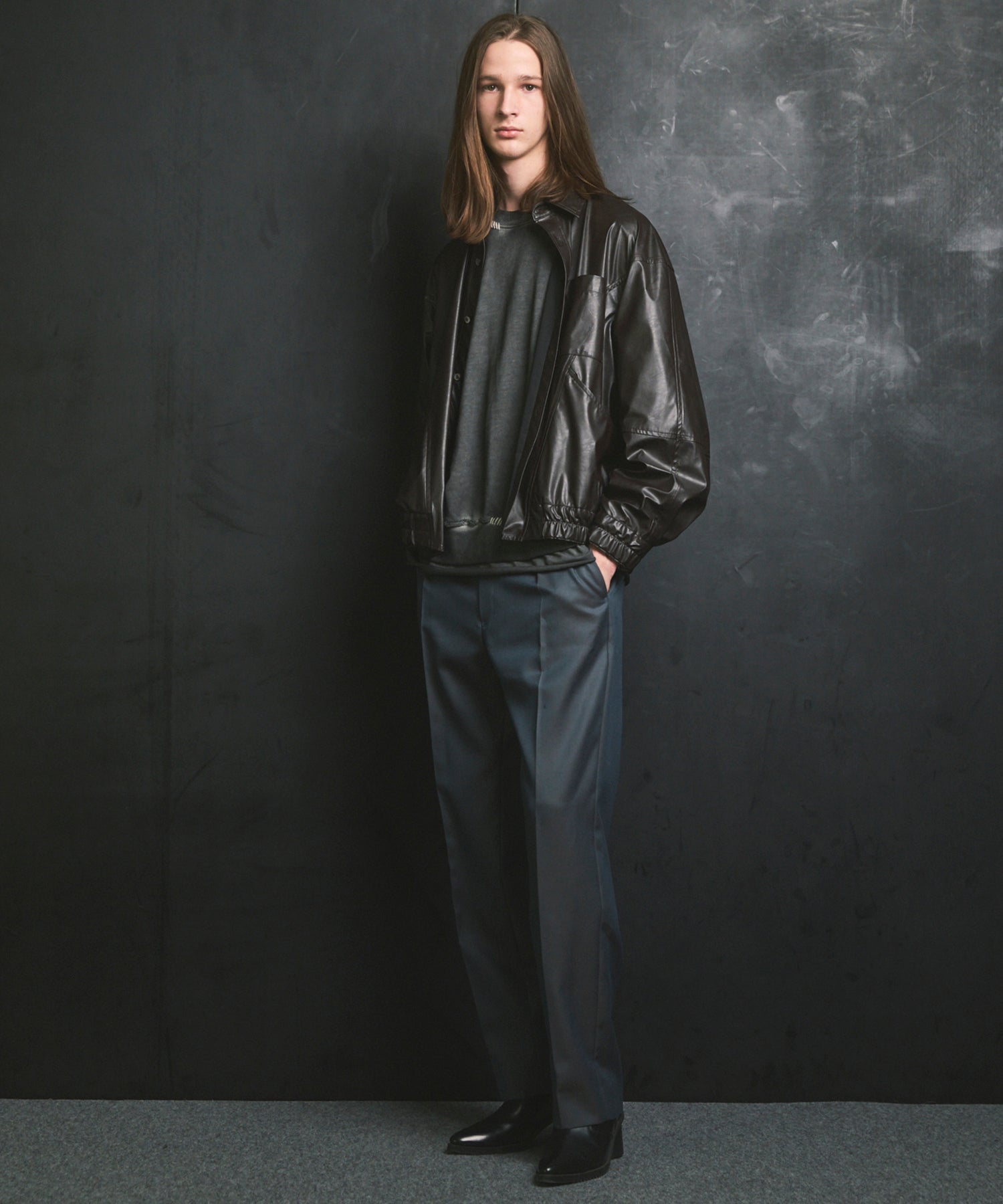 Curve Switching A Light Eco Leather Shirt