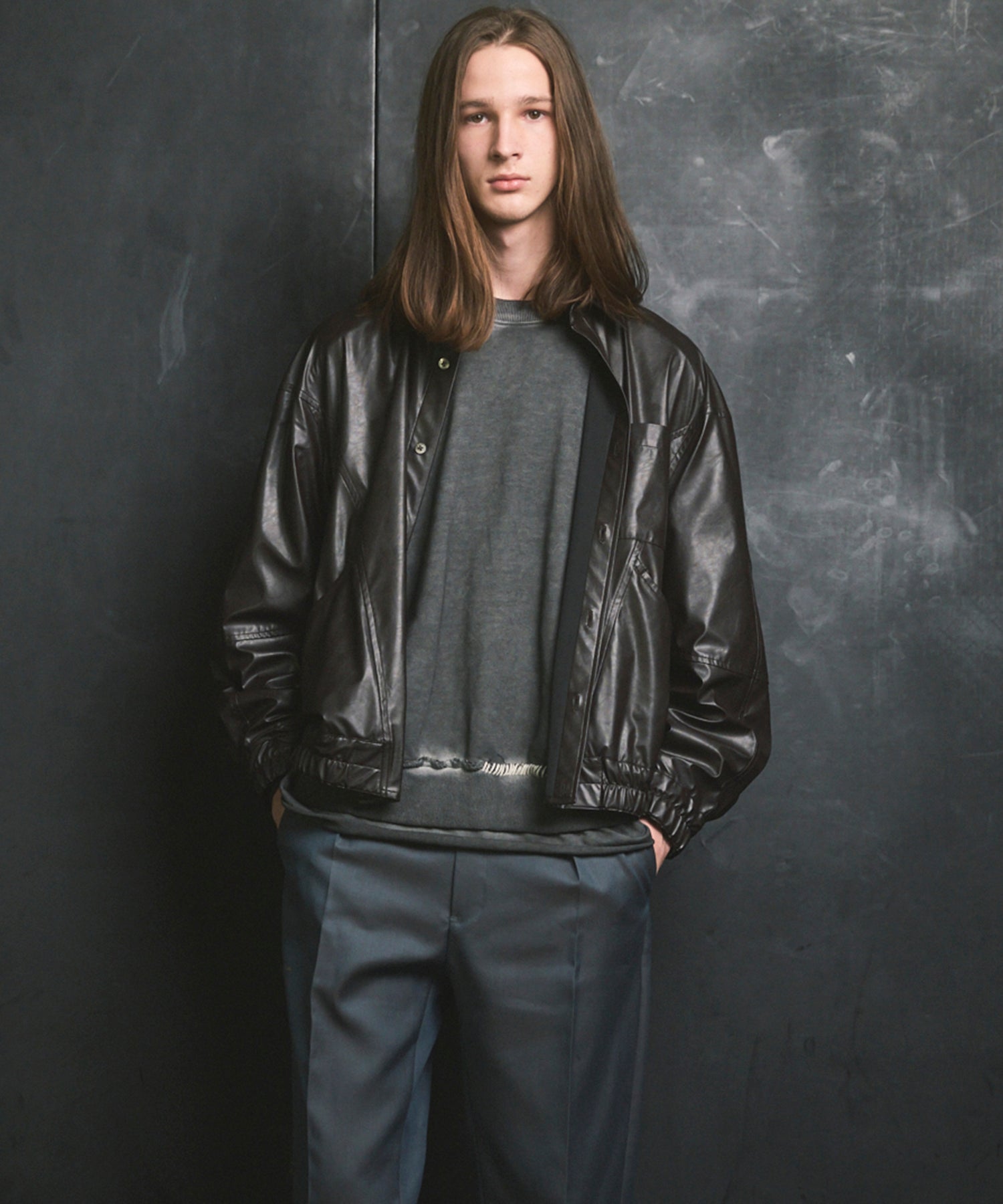 Curve Switching A Light Eco Leather Shirt