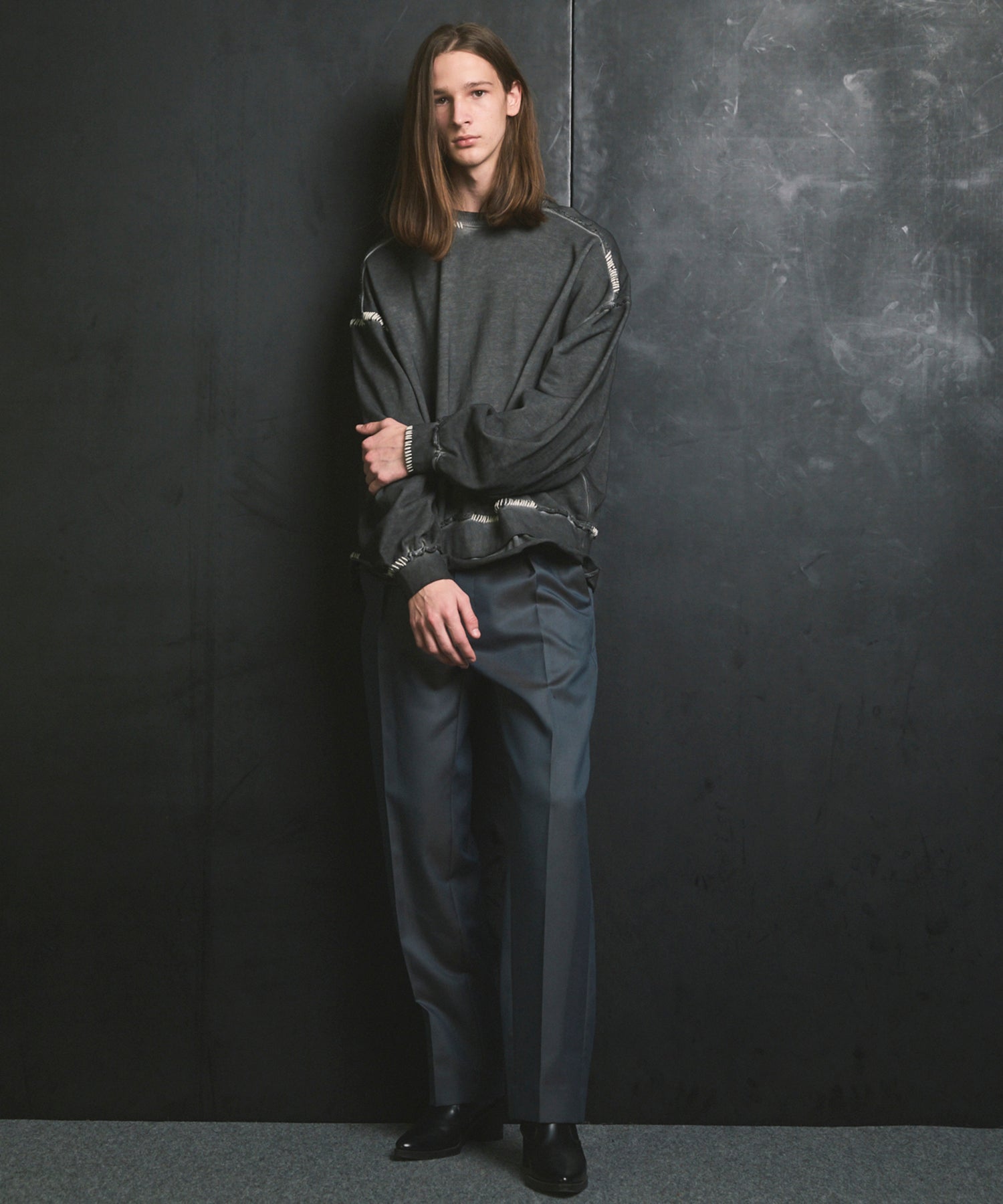 4 색 샹 브레이 세탁 가능한 양모 원은 직선 바지