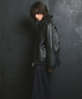 Sheep Leather Single Collard Blouson