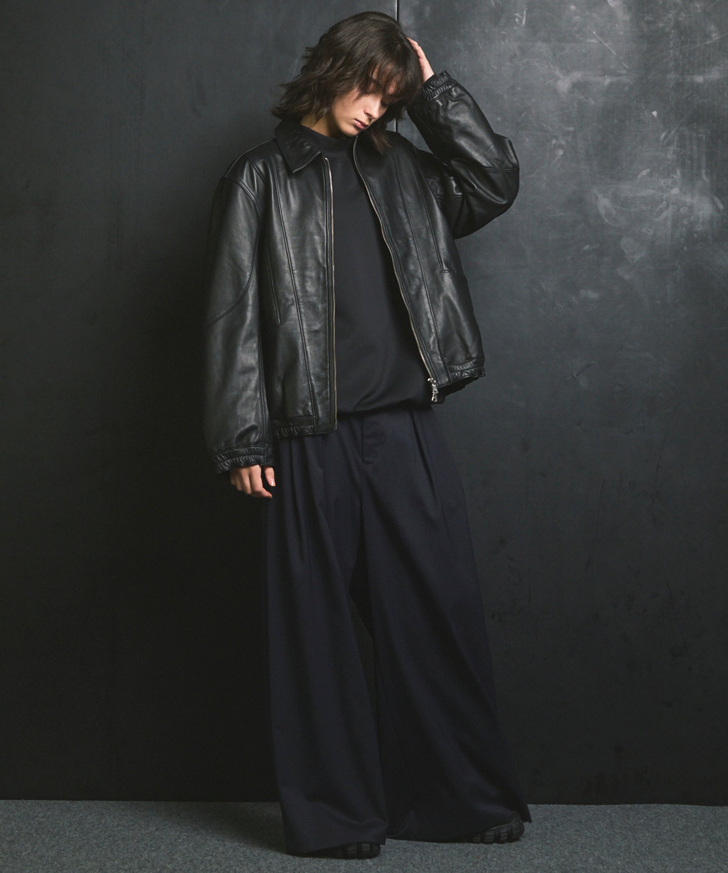 Sheep Leather Single Collard Blouson