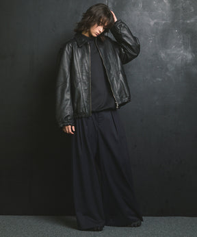 羊毛混合光滑的宽宽松裤子