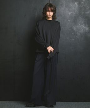 羊毛混合光滑的宽宽松裤子