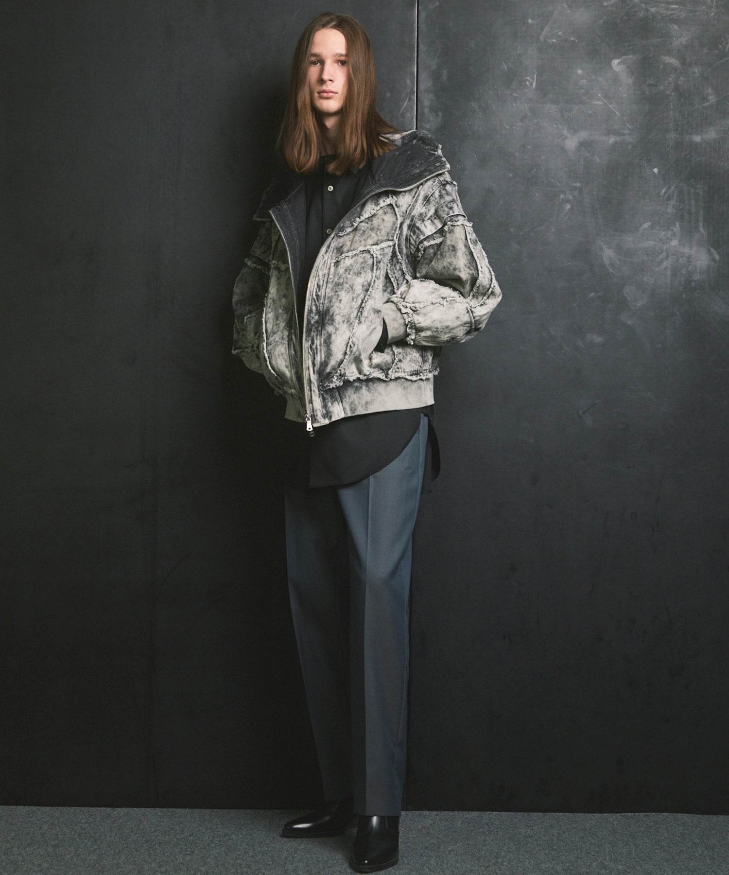 4 색 샹 브레이 세탁 가능한 양모 원은 직선 바지