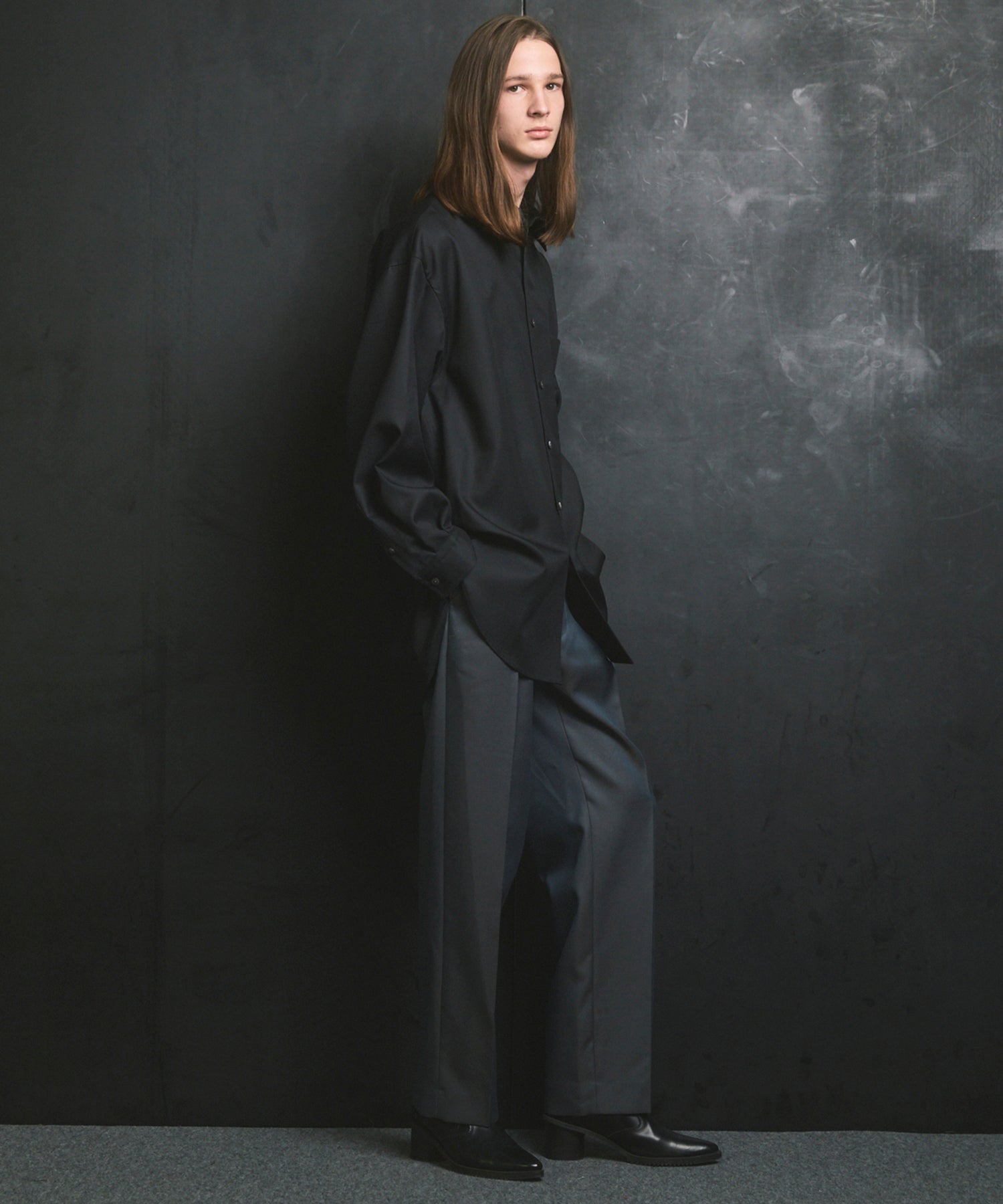 4 Colors Chambray Washable Wool Prime-Over Regular Collar Shirt Coat