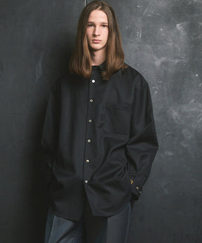 4 Colors Chambray Washable Wool Prime-Over Regular Collar Shirt Coat