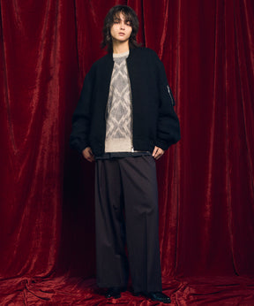 [25AW PRE-ORDER] Diamond Geometric Pattern Prime-Over Crew Neck Mohair Shaggy Knit Pullover
