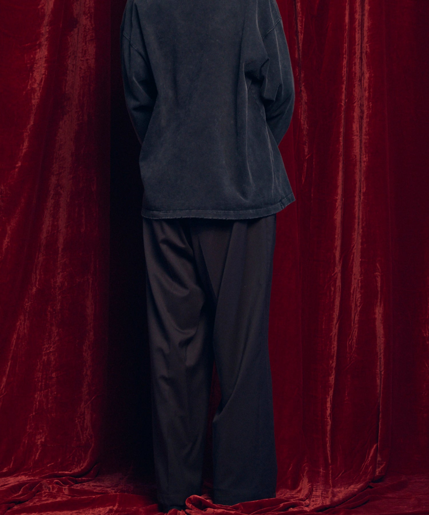 울 믹스 부드러운 연속 견인짜리 넓은 바지