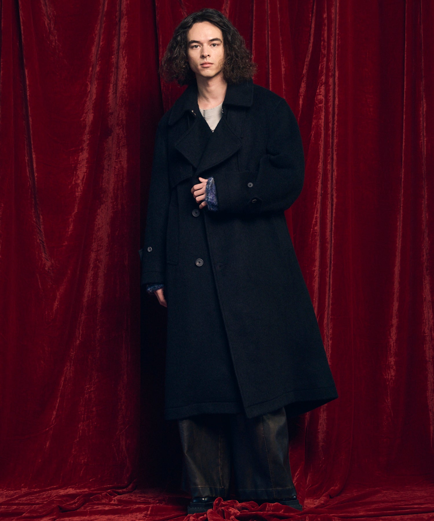 Artificial Leather Pin-Tuck Wide Pants