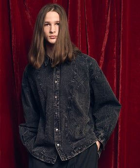 Denim Curved Switching Shirt Blouson
