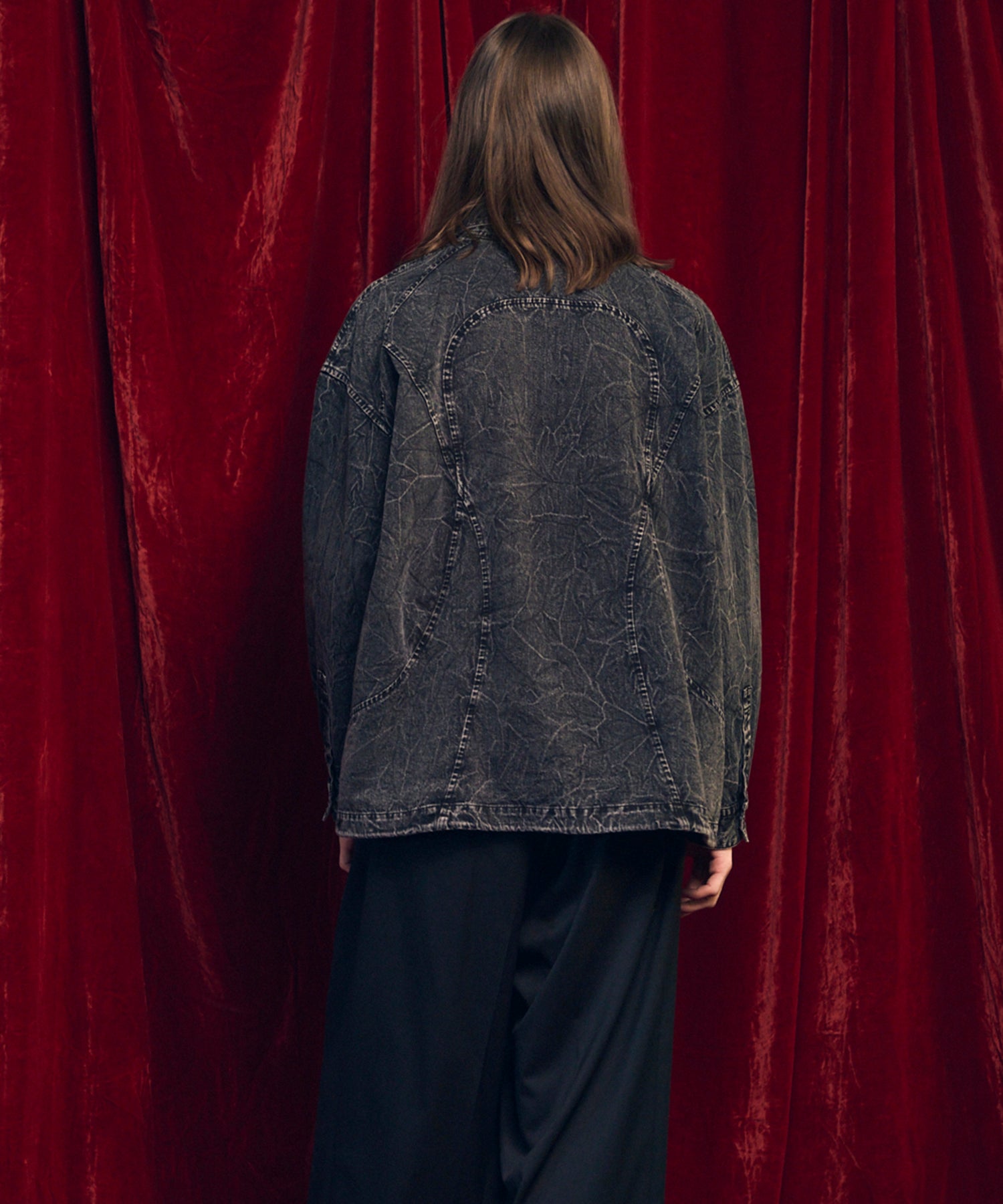 Denim Curved Switching Shirt Blouson