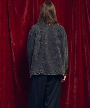 Denim Curved Switching Shirt Blouson