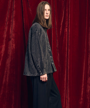 Denim Curved Switching Shirt Blouson