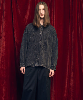 Denim Curved Switching Shirt Blouson