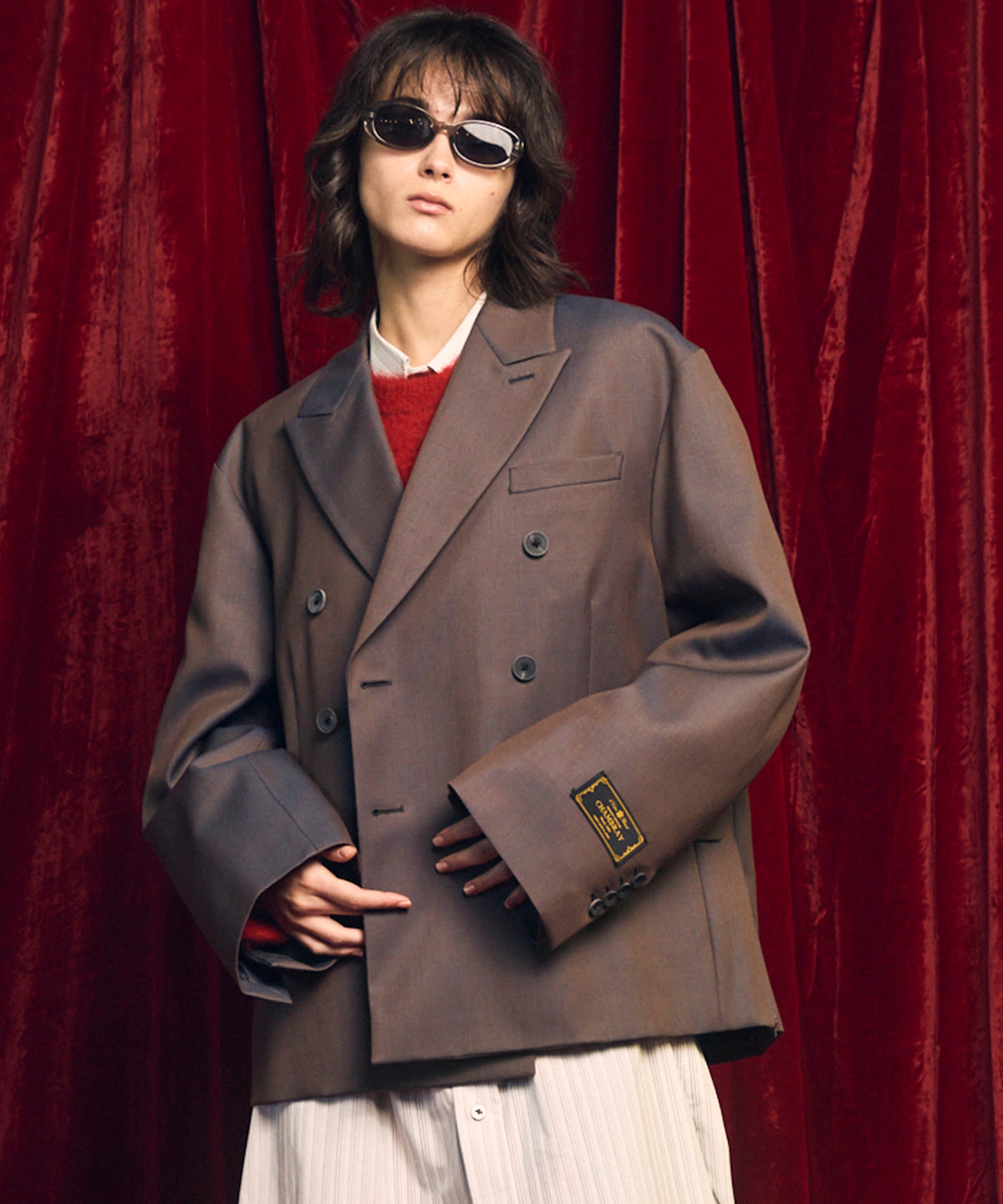 4 Colors Chambray Washable Wool Prime-Over Peaked Lapel Double Breasted Jacket