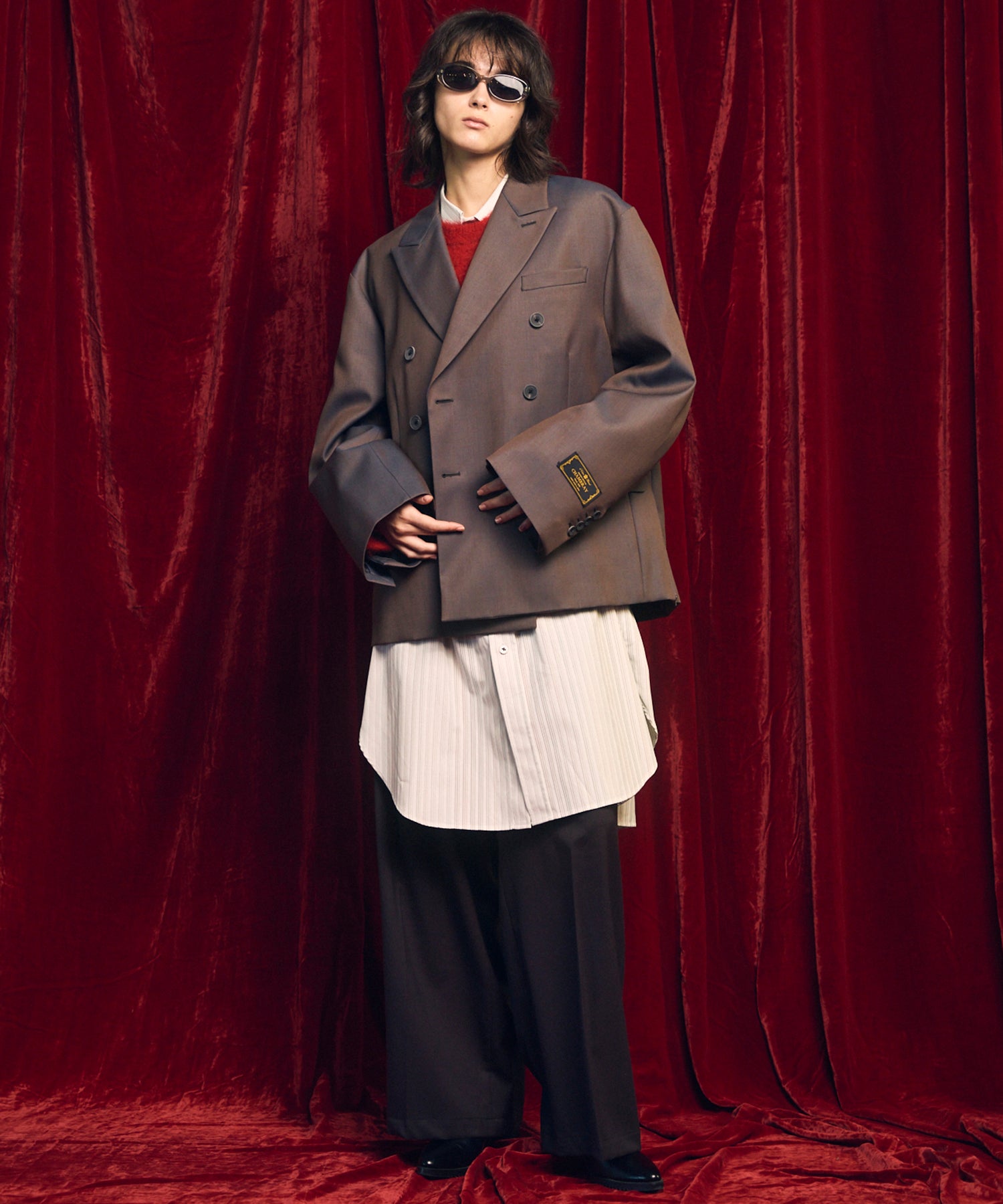 울 믹스 부드러운 연속 견인짜리 넓은 바지