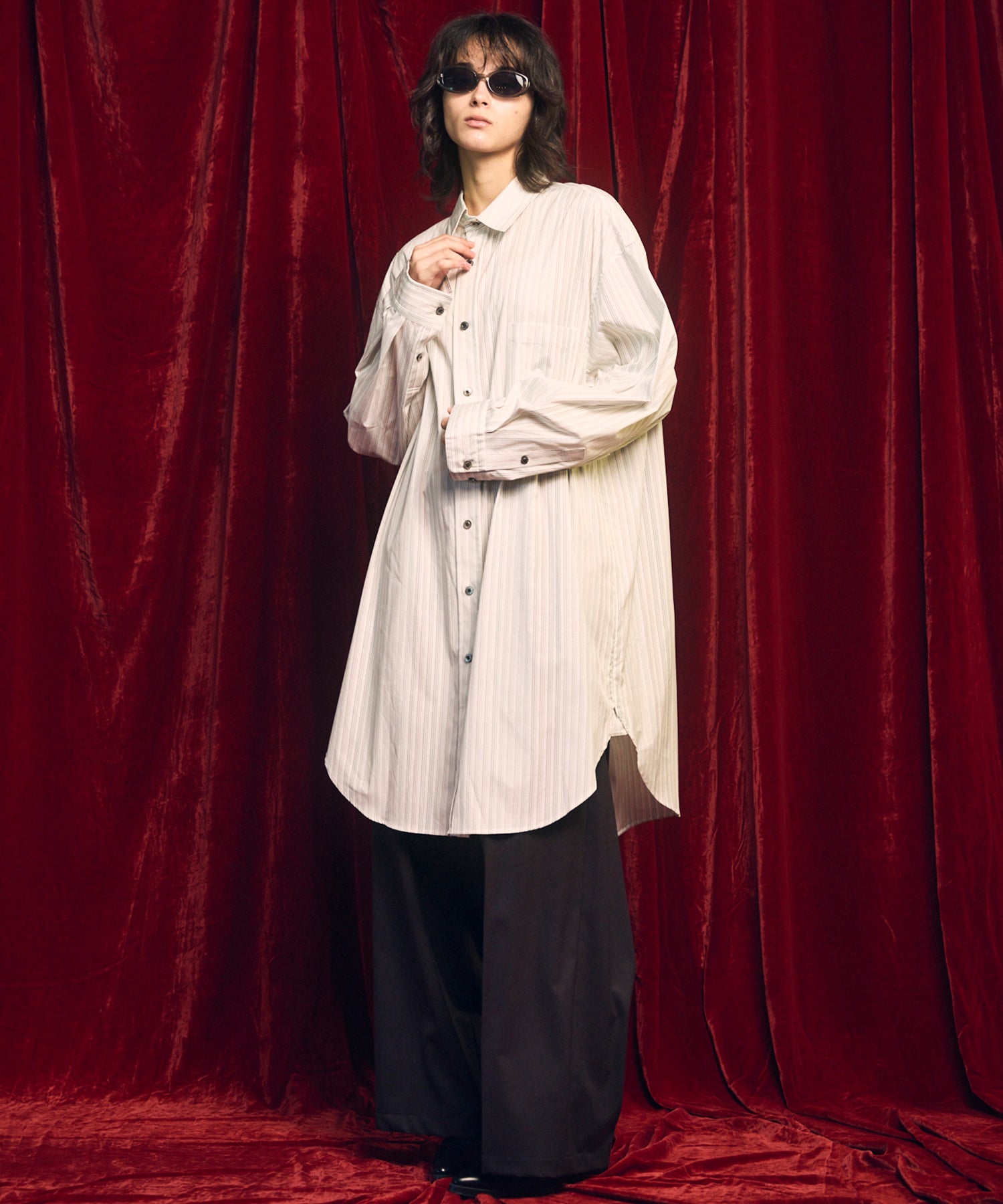 울 믹스 부드러운 연속 견인짜리 넓은 바지